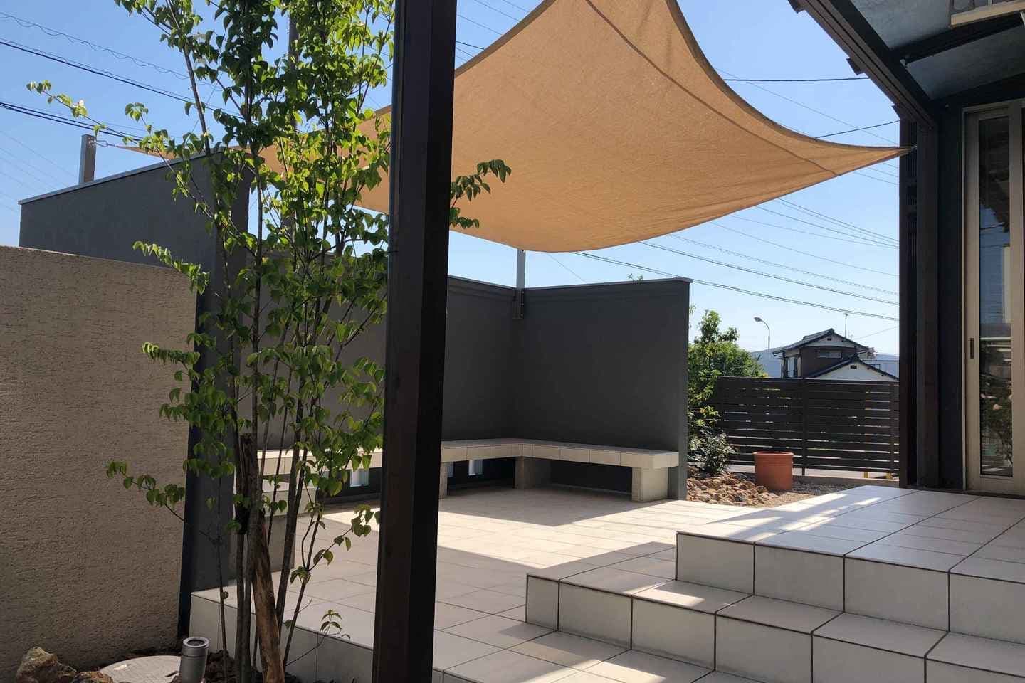 目隠し塀とシェードネット